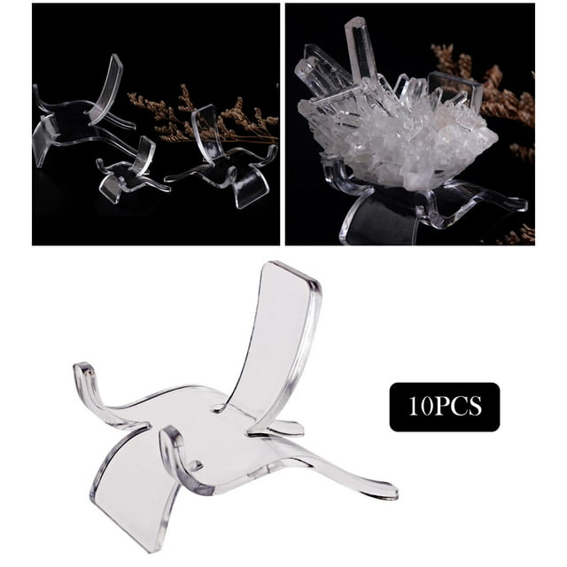 Paquete de 10 soportes de exhibición de acrílico transparente, base de soporte para minerales, piedras preciosas, muestras de roca, , , - S S Baoblaze soportes de exhibición