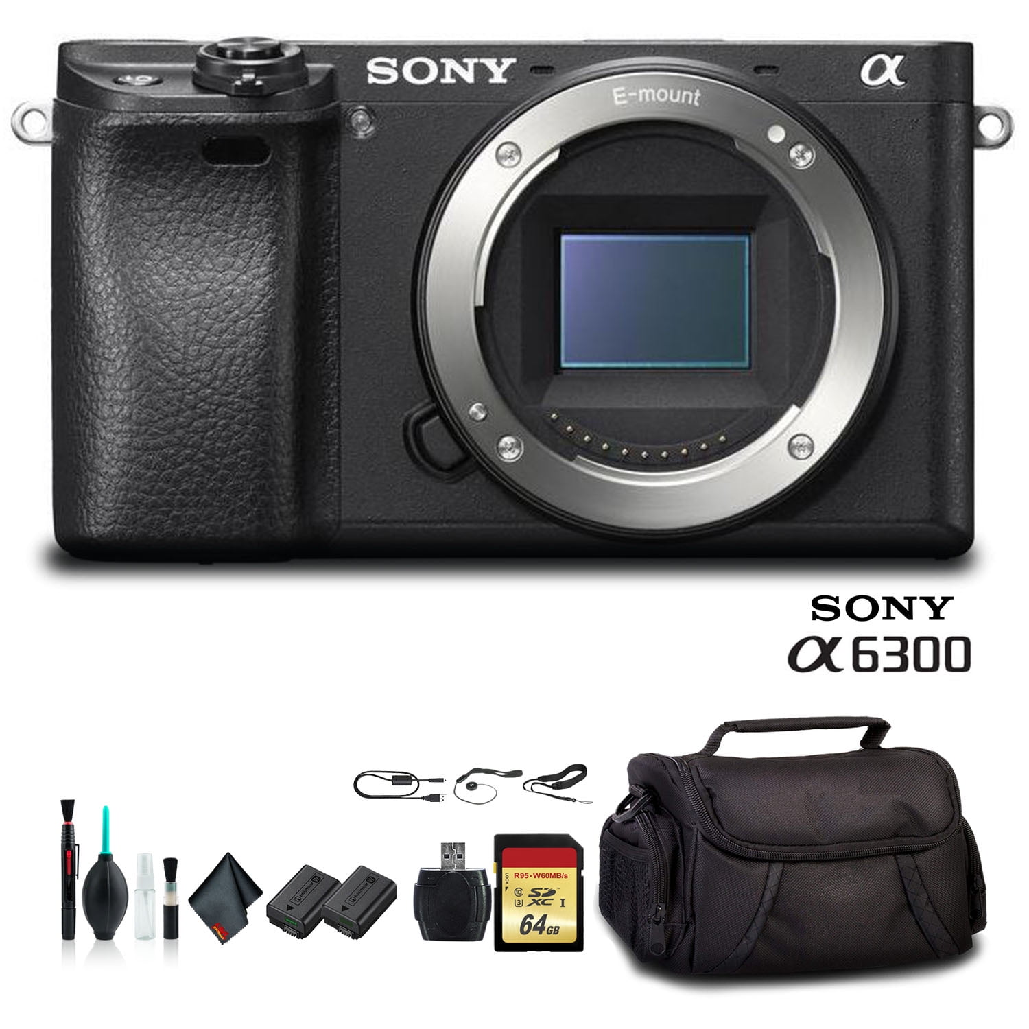 Sony Alpha a6300 Mirrorless Camera Black ILCE6300/B +Soft Bag Additional Batter(International Model)