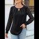 thumbnail image 5 of Camisas de Larga para Mujer, Blusas de Encaje, Ropa Informal de Negocios, Moda de Otoño, Blusas Tejidas Y2k Negro S, 5 of 9