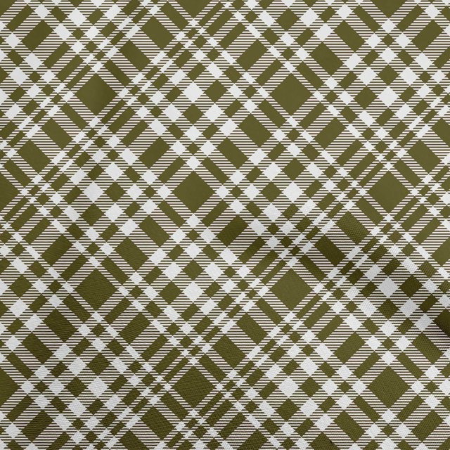 oneOone Silk Tabby Dark Olive Green Fabric Check Sewing Craft Projects Fabric Prints By Yard 42 Inch Wide