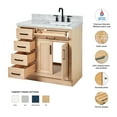 thumbnail image 3 of Ariel Hepburn 37 Inch Single Rectangular Sink Bathroom Vanity With Italian Carrara Marble Countertop 1.5 Inch Edge In Oak, 3 of 10