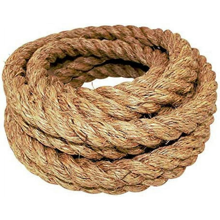 Twisted Manila Rope (1.5 inch x 100 Feet) Thick Hemp Rope Jute Rope for Docks, Nautical, Railings, Climbing, Decorating