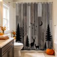 thumbnail image 3 of Wild Deer Shower Curtain Set - Small 36" x 72" Washable Bathtub Curtain with 12 Hooks, Farmhouse Forest Trees Wood Grain Brown Waterproof Fabric Stall Shower Curtains for Bathroom/Bathtub Décor, 3 of 8