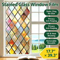 thumbnail image 3 of Static Cling Window Film Rainbow Prismatic Glass Decor,Removable No Residue Privacy Film for Home Bathroom Living Room Window Makeover 17.7"*39.4", 3 of 5