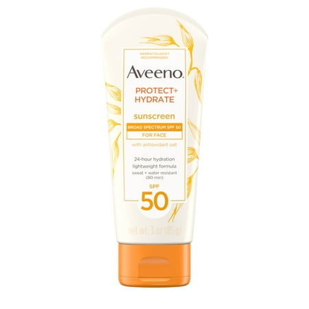 Aveeno Protect + Hydrate Sunscreen Lotion, SPF 50 Oil-Free, 3