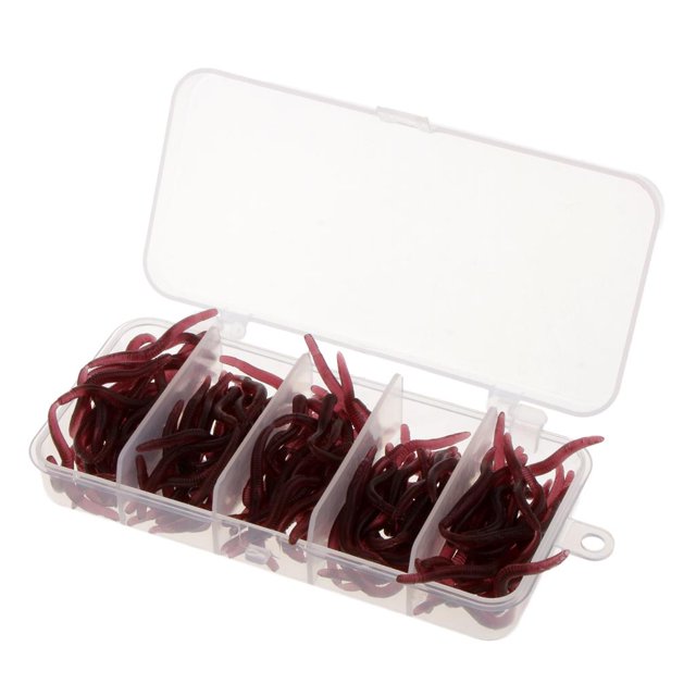 Señuelo De De Lombriz De 150 Piezas, Cebo De Rojo De Olor, Señuelos De Pesca De Plástico Blando Baoblaze Smell Red Worm señuelo de pesca