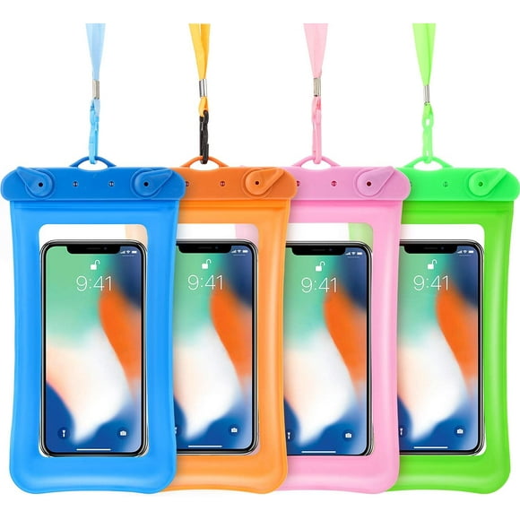 4 Piece Floatable Waterproof Phone Pouch Floating Waterproof Cell Phone Case Universal Cellphone Dry Bag Case with Lanyard for Smartphone up to 6.5 Inch