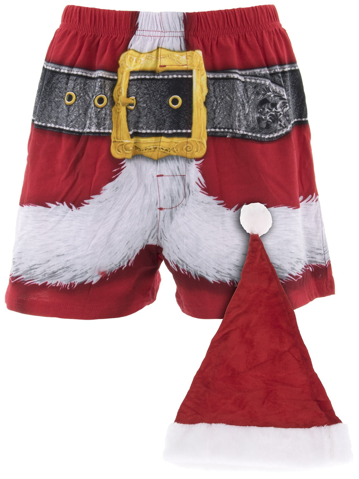 Men's Christmas Santa Boxer Shorts & Hat 