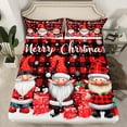 thumbnail image 2 of Manfei Christmas Gnome Kids Bed Sheets, Black Red Buffalo King Sheets, Kawaii Santa Claus Sheet Set, Breathable Home Decor, 4pcs, 2 of 7