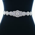 thumbnail image 3 of MANHUJI Country Belt Rhinestone Decorative Belt for Bridal Wedding Dress Waist Cover White Belt (White,One Size), 3 of 5