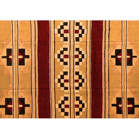 Ahgly Company Indoor Rectangle Southwestern Orange Country Area Rugs, 7' x 10'