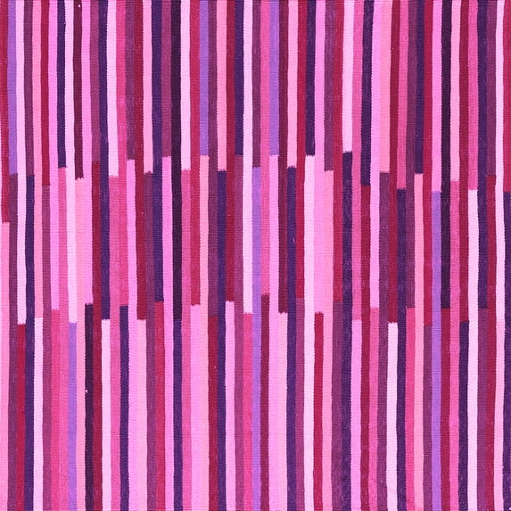 Ahgly Company Indoor Square Abstract Pink Contemporary Area Rugs, 7' Square