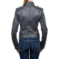 thumbnail image 2 of HOT! Women's Genuine Lambskin Leather Jacket Slim Fit Biker Gray jacket Coat W577, 2 of 3