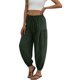 thumbnail image 4 of Pantalones de cintura elástica para las mujeres Color sólido empaquetado pies cordón longitud completa cónico Jogger bolsillos pantalones verde oliva mujeres, 4 of 6