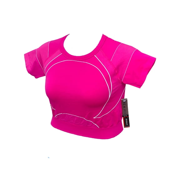 Yoga Outfit Seamless Crew Neck Short Sleeves Crop Tank Top Workout Active Wear For Women