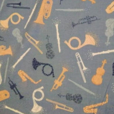 

Handmade Placemat or Table Runner Instruments Blue