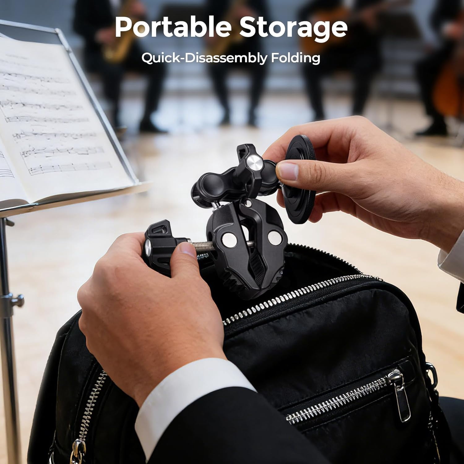 Magnetic Phone Holder for Mic Stand, All-Metal 360° Rotatable Magnet Phone Mount with Clamp, Clip Phones Mount for Microphone & Sheet Music Stands, Compatible with Magsafe & iPhone 17-12