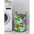 thumbnail image 3 of Flower Laundry Bag, Cartoonish Blossoming Sunflower and Roses Pattern, Hamper Basket with Handles Drawstring Closure for Laundromats, 13" x 19", Mint Green Multicolor, by Ambesonne, 3 of 4
