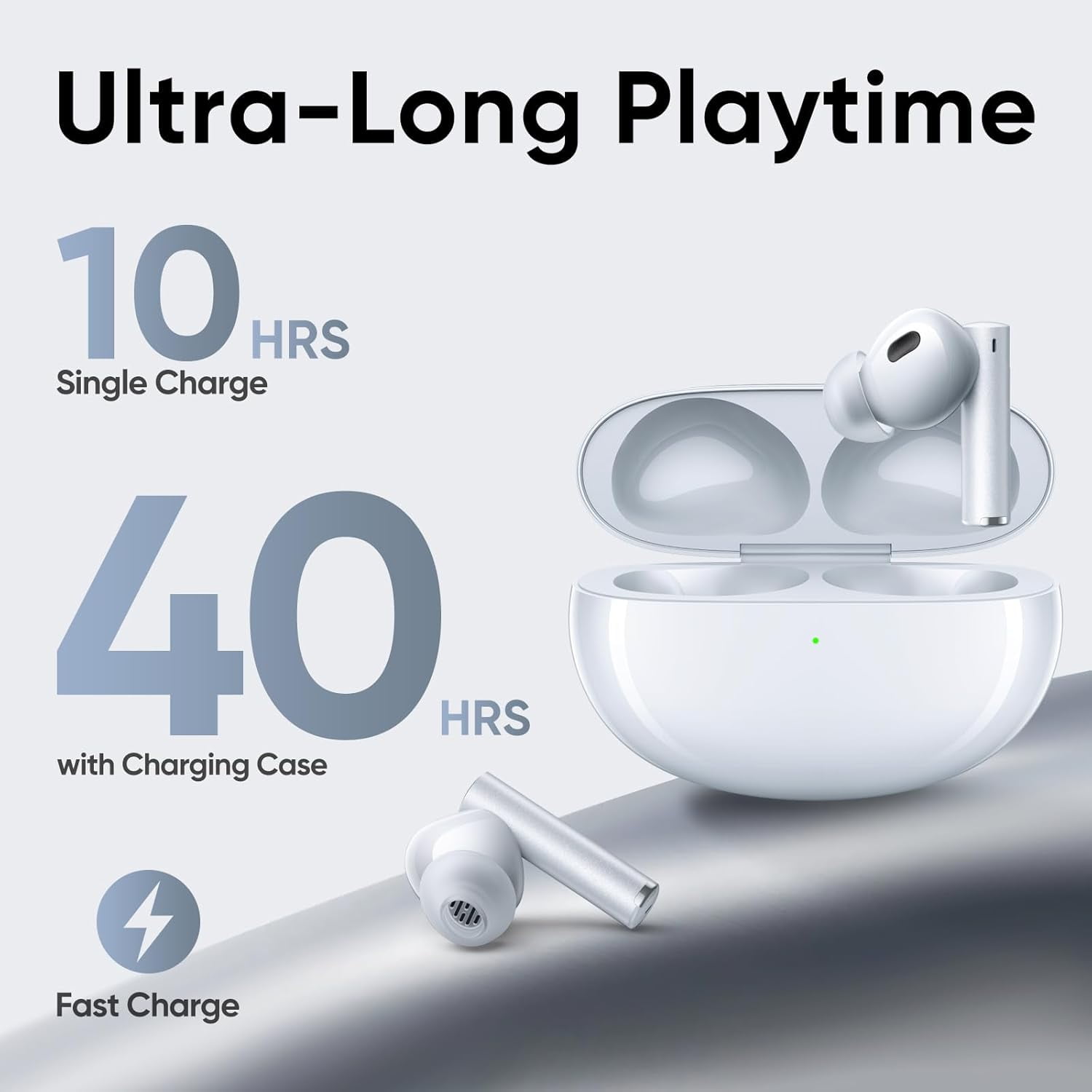 realme Air 6 Pro True Wireless Earbuds, 50dB Noise Reduction, Adaptive Noise Cancelling to Ears and Environment, Hi-Res Sound, LDAC, 3D Audio, 40H Battery, Wireless Charging, Bluetooth 5.3, Silver