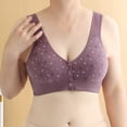 thumbnail image 4 of RYRJJ Daisy Bras Front Snaps Women's Wire-Free Front Button Closure Full Coverage Everyday Bra Comfortable Easy Close Sports Bras(Purple,XL), 4 of 6