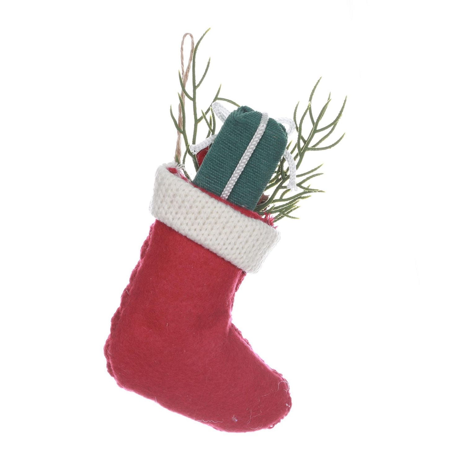 HOLIDAY TIME RED STOCKING ORNAMENT
