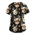 thumbnail image 3 of Garbnen Christmas Scrub Tops Women Print V Neck Short Sleeve Women Tops Winter Fall Xmas Print Nursing Scrubs with Pockets S-5xl, 3 of 4