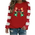 thumbnail image 5 of ZRGHAOYLQ Women's Christmas Patchwork Sweatshirts Sequin Sparkly Long Sleeve Pullover Tops for Christmas Gifts Trendy Christmas Bow Pattern Shirts Casual Crewneck Pullovers, 5 of 5