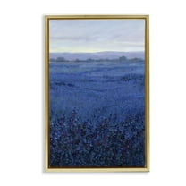 Stupell Industries Blue Country Fields Landscape Painting Gold Floater Framed Art Print Wall Art, 17 x 25