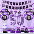 thumbnail image 4 of Purple 50th Birthday Decorations for Women Men Purple Black Happy 50th Birthday Banner Balloons Honeycomb Centerpiece Hanging Swirls Kit for 50 Years Old Bday Party Supplies, 4 of 7