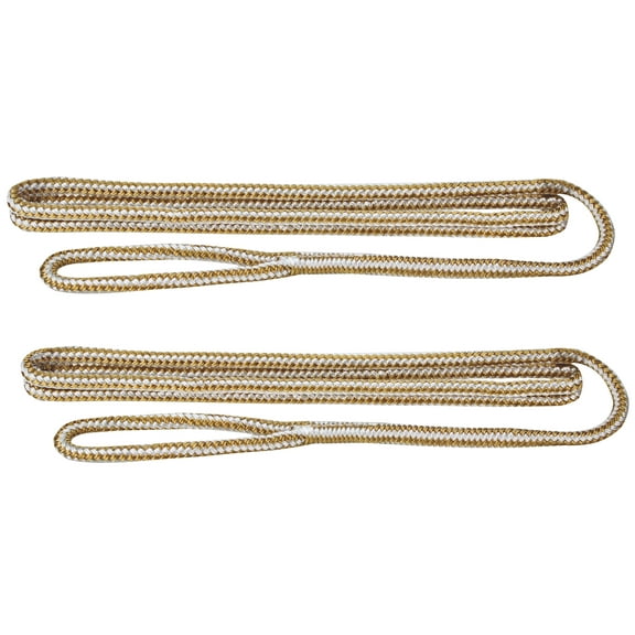 Extreme Max 3006.2165 BoatTector Solid Braid Nylon Fender Line 3/8" x 6' - White & Gold, Pair