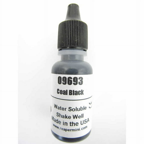 Coal Black Latex Reaper Master Series Hobby Paint .5oz Dropper Bottle Reaper Miniatures