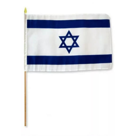 12X18 12"X18" Israel Country Stick Flag 24" Wood Staff 100D