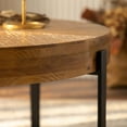 thumbnail image 5 of Modern Retro Splicing Round Coffee Table,with Cross Legs Metal Base Natural+Black-33.86"(L)*33.86"(W)*17.72"(H), 5 of 5