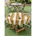thumbnail image 4 of Outdoor Tablecloth with Umbrella Hole for Patio/Picnic/Party/Camping, Yellow Striped Waterproof Table Cloth Round Cover Washable, Watercolor Farmhouse Stripes Abstract (Dia 54"), 4 of 9