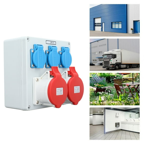 Electrical Receptacle Box, Outdoor Socket 3Pcs 16A 250V EU Outlets IP44 Waterproof for Construction Site