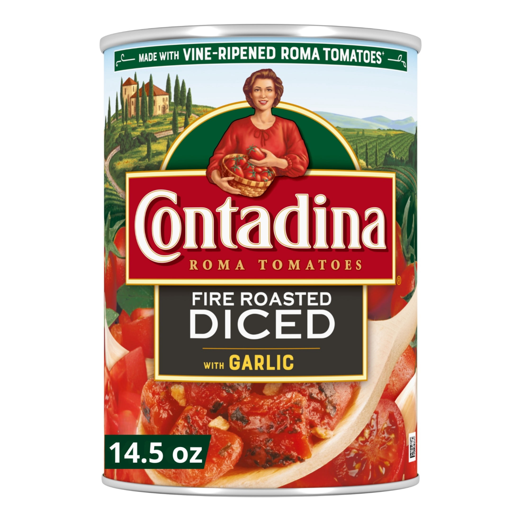 (12 pack) Contadina Fire Roasted Diced Tomatoes with Garlic, 14.5 oz Can