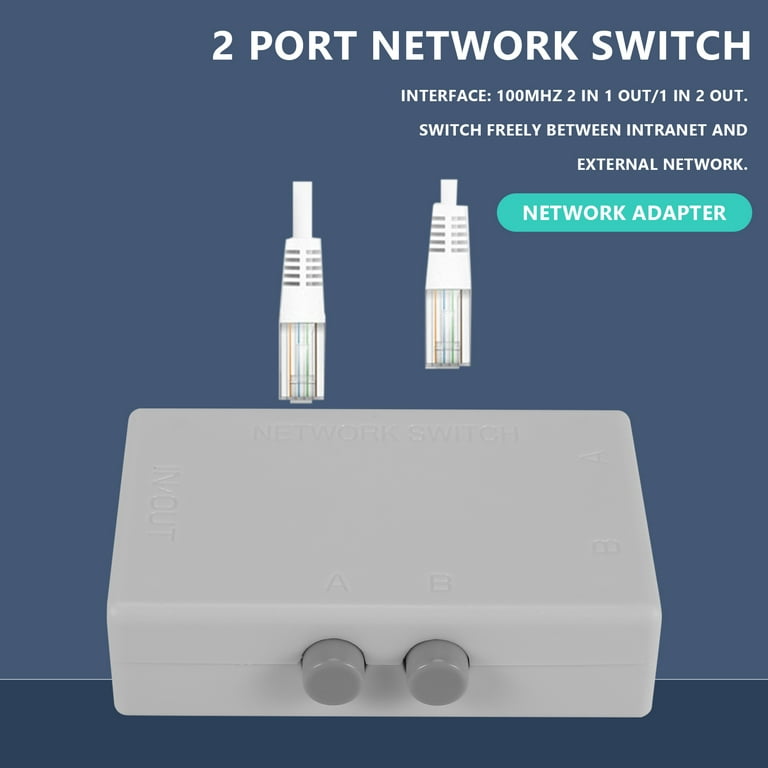 Mini 2 Port RJ45 Network Switch Ethernet Network Box Switcher Adapter HUB