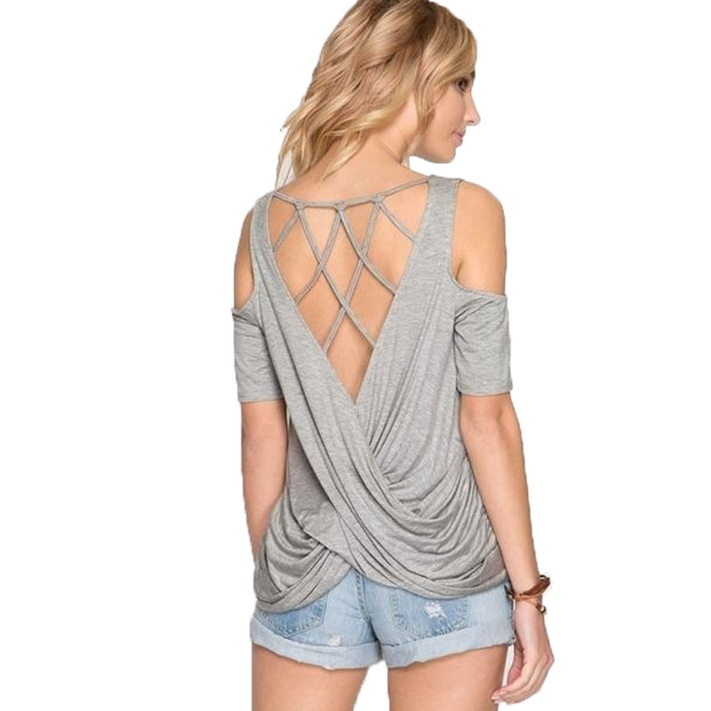 Vista Women S Fashion Casual Short Sleeve Solid Criss Cross