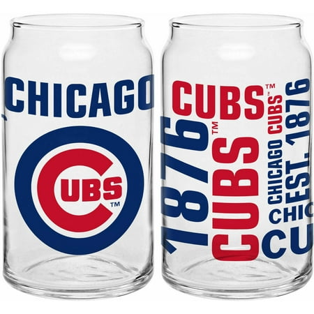 Boelter Brands MLB Set of Two 16 Ounce Spirit Glass Can Set, Chicago Cubs