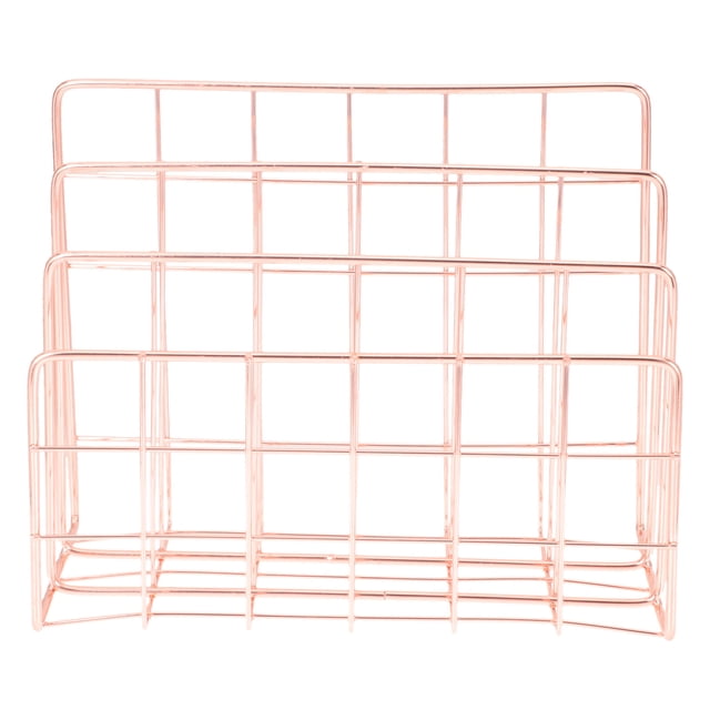 KAKOWELY Desktop Mail Organizer Metal Storage Rack 3 Slot Book Rack Magazine Holder,6.89X"X5.71"X3.35"