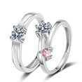 thumbnail image 2 of VOLALO 2pcs His and Hers Wedding Ring Sets Couples Engagement Rings Women and Men 925 Sterling Silver AAA Cubic Zirconia Couple Rings Adjustable, 2 of 4