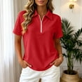 thumbnail image 2 of QGJZVUNL Women'S Short Sleeve Zip Up Tennis Top Casual Summer Business Tops Activewear Athletic Clothing Size 3XL, 2 of 7