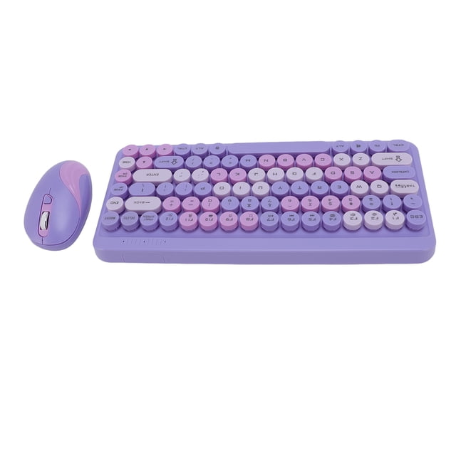 Combo Clavier et Souris WL, Émetteur USB 2,4G, Ensemble Clavier et Souris, Clavier Rétro à Touches Rondes avec Souris Réglable 1000 DPI 1200 DPI 1600 DPI