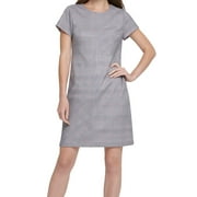 DKNY Women's Short Sleeve Menswear Print Shift Dress Gray Size 6