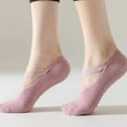 thumbnail image 3 of Women's 3-Pack Ballet Style Grip Socks with Crisscross Elastic and Non-Slip Soles for Barre Pilates Yoga - Multicolored, 3 of 5