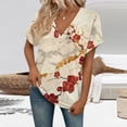 thumbnail image 5 of ASDFVBKG Women Summer Tops Comfortable Short Sleeve V-Neck Shirts Fashion Solid Relaxed Fit Loose Fit Outfits Red XL, 5 of 6