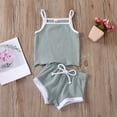 thumbnail image 2 of ibuvkizy Toddler Baby Girl Tank Top Sets Summer Baby Girl Outfits Clothes,Newborn Baby Sleeveless Color Cotton Tank Vest+Shorts Clothes Set,Gifts for Her, 2 of 9