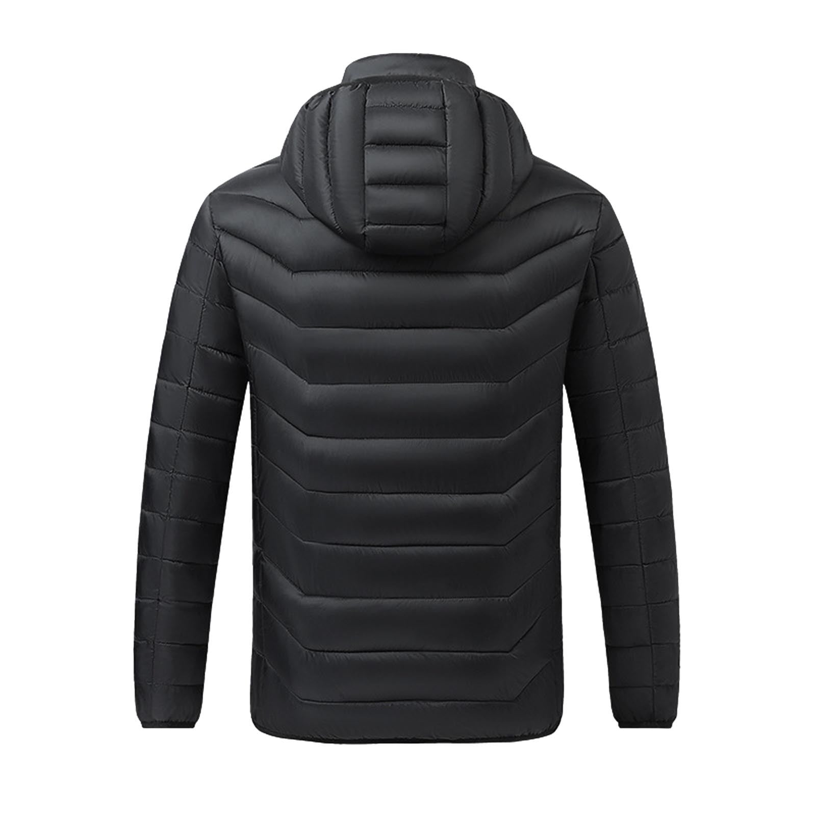 pstuiky Heated Jacket for Men and Women Solid Color Zipper Four Control 21 Areas Rechargeable USB Waterproof Heated Vest Unisex Oversize Warm Coat with Detachable Hood Outwear