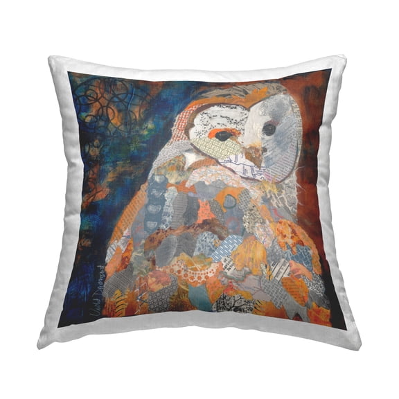 Stupell Industries Collage Patterned Owl Decorative Printed Throw Pillow Design by Violet Davenport.