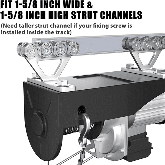4Pcs Hoist Trolley for PA200-1000 Electric Hoist, 8 Wheels Trolley Assembly for 1-5/8Inch Strut Channels